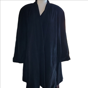 Ellen Ashley Vintage Oversized Black Suede Swing Coat Size Medium EUC
